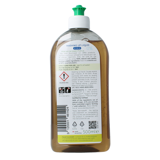 Planet Pure Afwasmiddel 0% zero 500.00 Milliliter