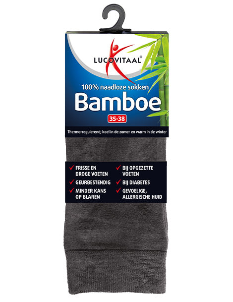 Lucovitaal Bamboe sok lang antraciet  maat 43-46 1 Paar
