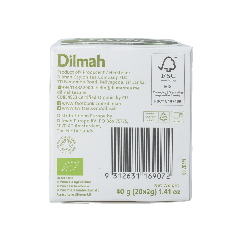 Dilmah Green tea with mint bio 20 Zakjes
