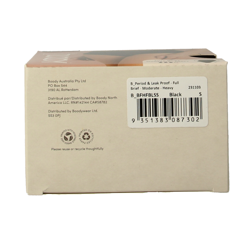 Boody Menstruatieondergoed bikinislip zwart lich/norm S 1 Stuks