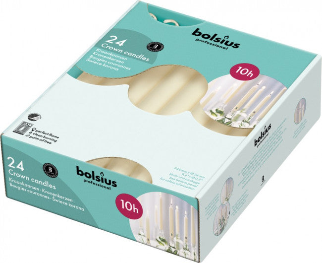 Bolsius Kroonkaars 240/24 ivoor 24 Stuks