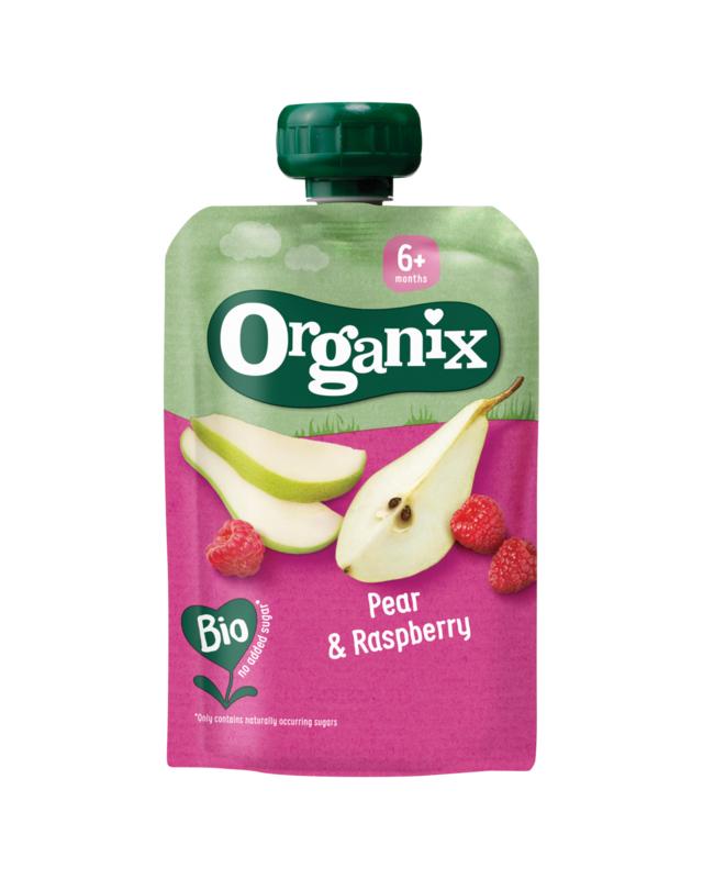 Organix Knijpfruit peer en framboos 6 maanden bio 100 Gram