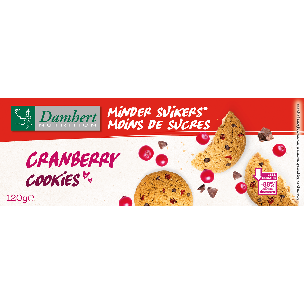 Damhert Cranberry cookies minder suiker 120.00 Gram