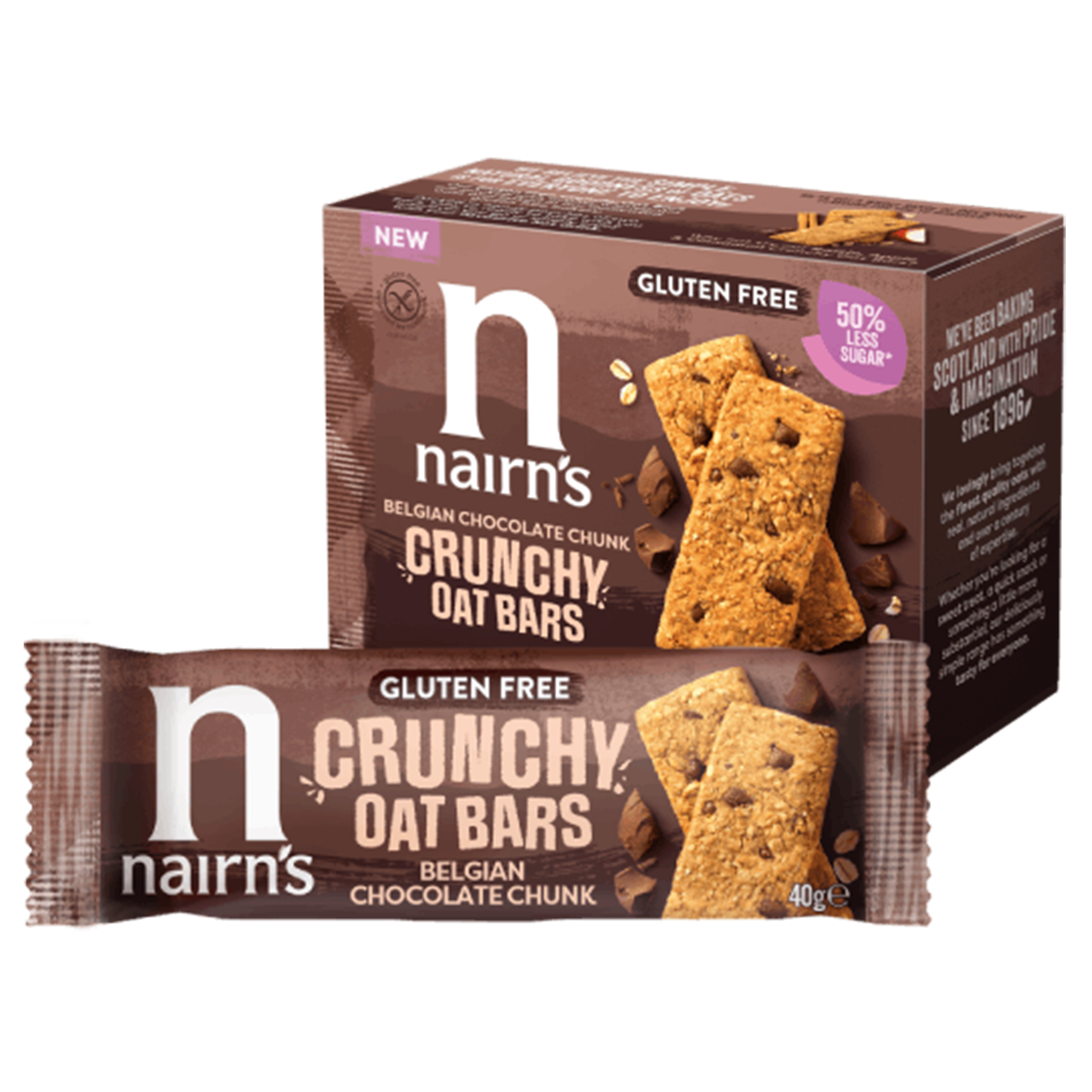 Nairns Crunchy oat bars chocolate Belgian glutenvrij 160.00 Gram
