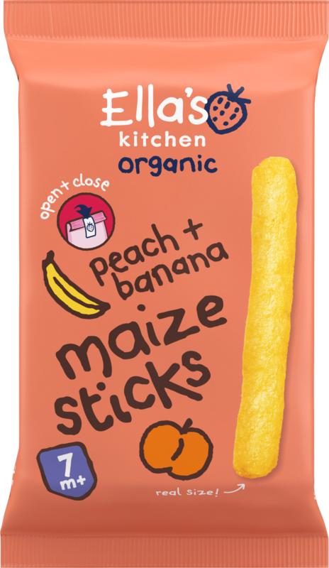 Ella's Kitchen Maize sticks peach banana 7+ maanden bio 16 Gram