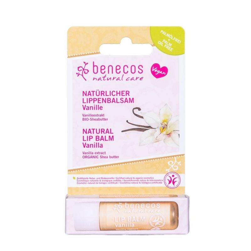 Benecos natural beauty Natural lipbalm vanilla in box 1 Stuks