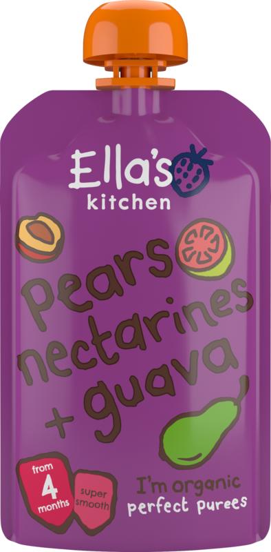 Ella's Kitchen Pears nectarines & guava 4+ knijpzakje bio 120 Gram