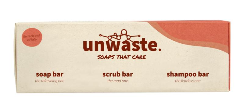 Unwaste  Giftset coffee soap scrub shampoo 1 Stuks