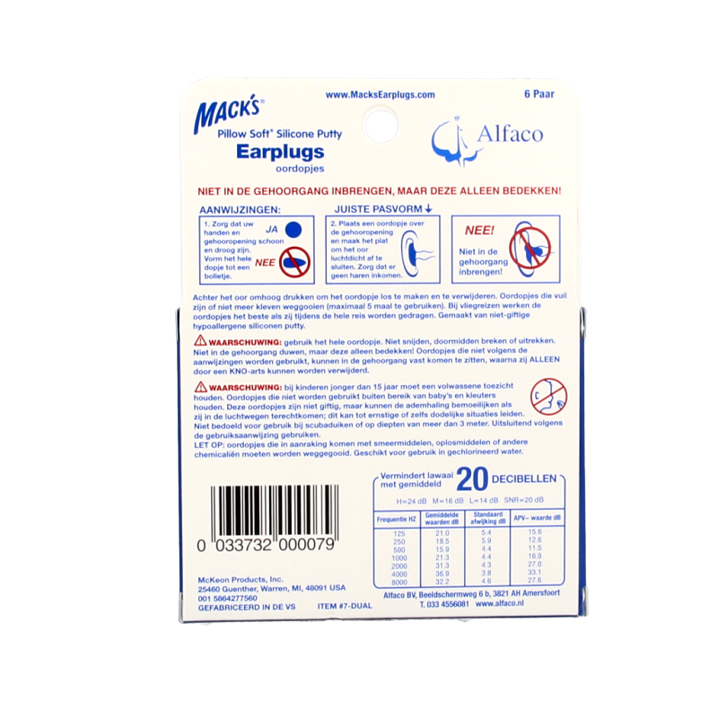 Macks Earplugs 6 Paar