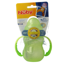 Nuby Trainingsfles anti lekspeen & lektuit 0+ assorti 1.00 Stuks