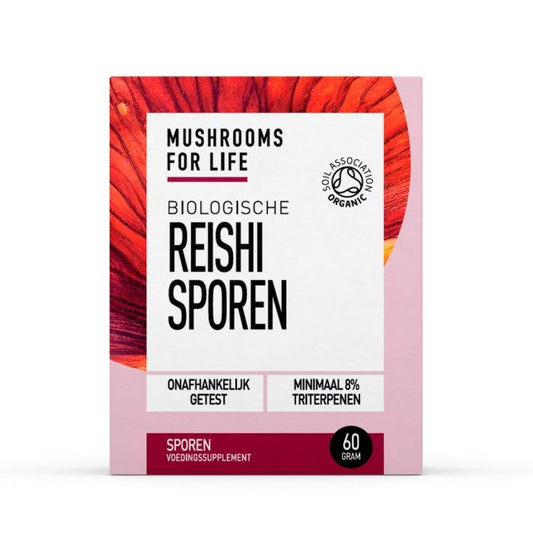 Mushrooms for Life Reishi sporen poeder bio 60.00 Gram