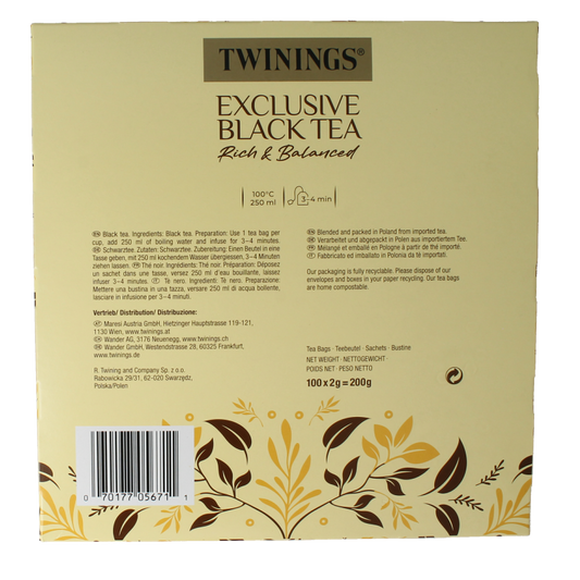 Twinings Exclusive black tea envelop 100 Zakjes