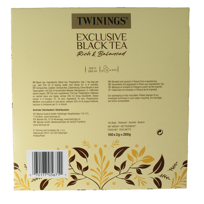 Twinings Exclusive black tea envelop 100.00 Zakjes