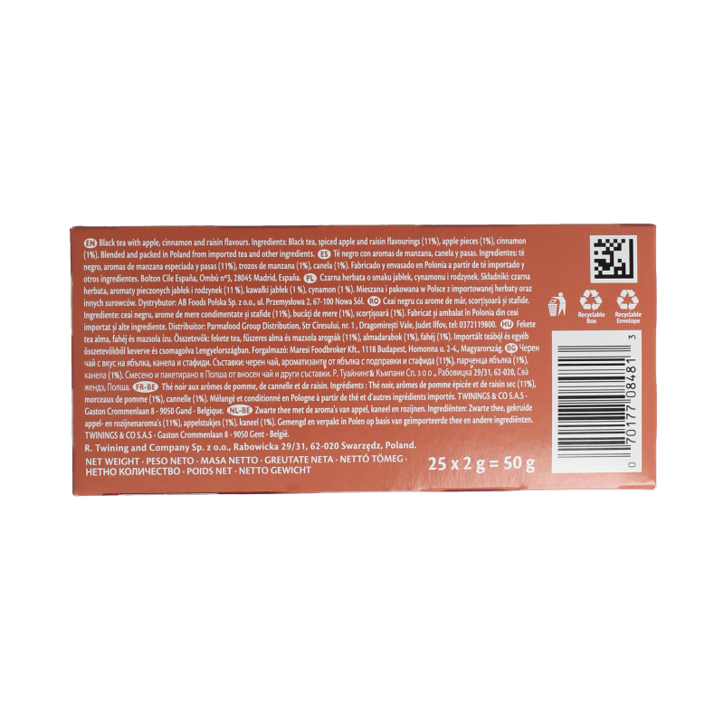 Twinings Apple cinnamon raisin 25 Zakjes