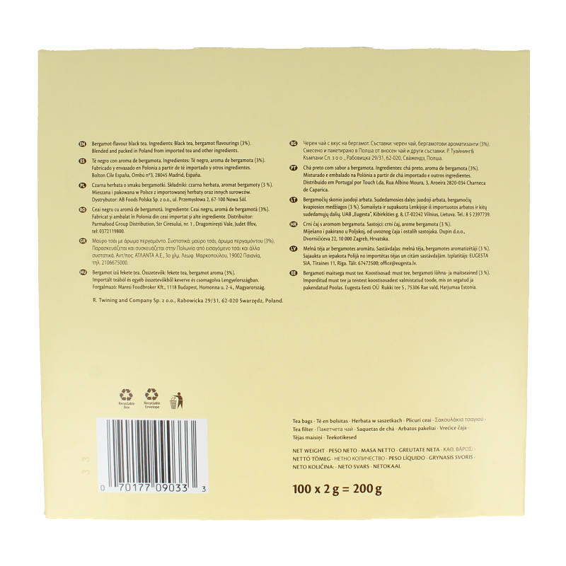 Twinings Earl grey envelop 100 Zakjes