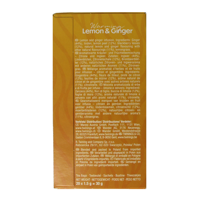 Twinings Citroen gember 20 Zakjes