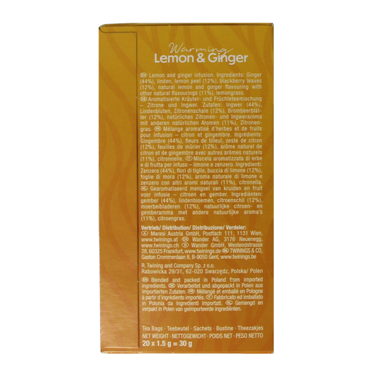 Twinings Citroen gember 20 Zakjes