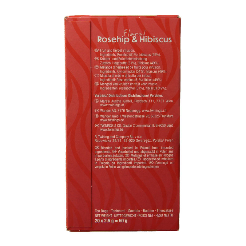 Twinings Rozenbottel hibiscus 20 Zakjes