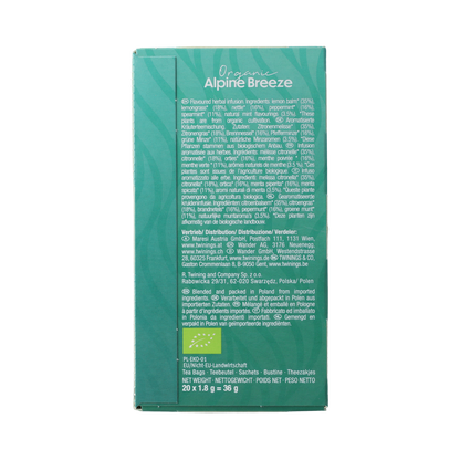Twinings Alpine breeze bio 20.00 Zakjes