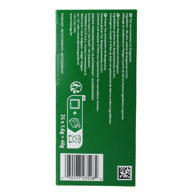 Twinings Green tea earl grey 25 Zakjes