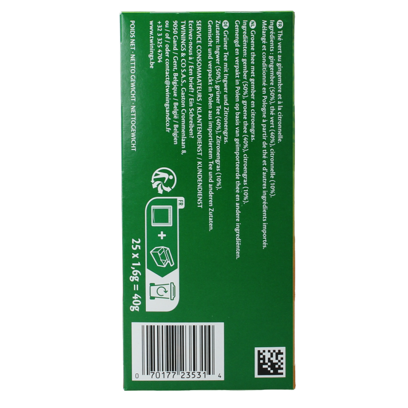 Twinings The vert gingembre 25 Zakjes