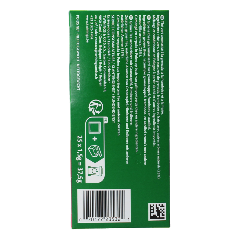 Twinings The vert pomogranate raspberry strawberry 25 Zakjes