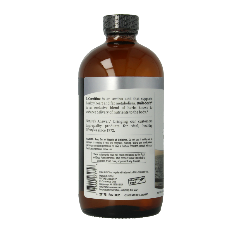 Natures Answer Vloeibaar L-Carnitine - Liquid L-Carnitine 1200mg 480 Milliliter