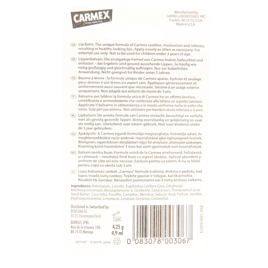 Carmex  Lip balm classic stick 4.25 Gram