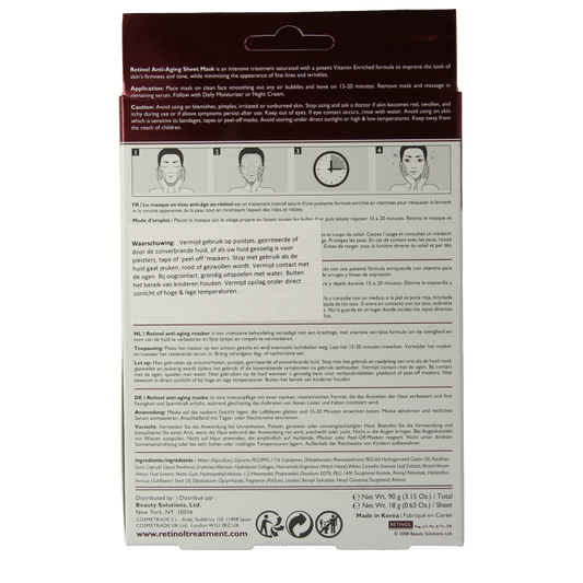 Retinol Anti-aging sheet mask 5 Stuks