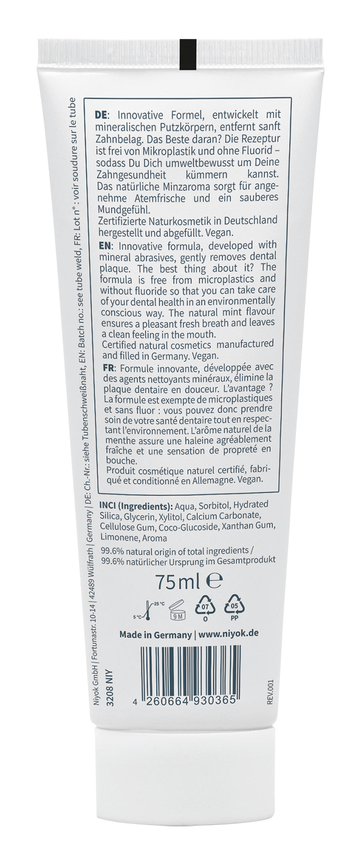 Niyok tandpasta Whitening mint 75.00 Milliliter