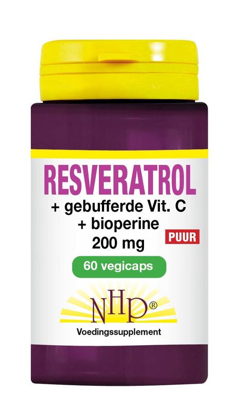 NHP Resveratrol 200mg/Vitamine C/Bioperine puur 60 Vegetarische capsules