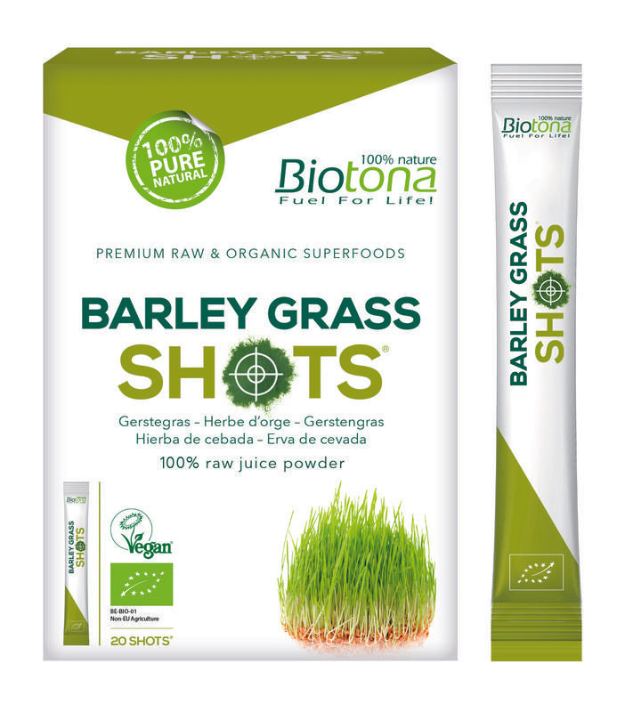 Biotona Barley grass raw shots 2.2 gram bio 20 Stuks
