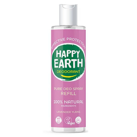 Happy Earth Pure deodorant spray lavender ylang refill 300 Milliliter