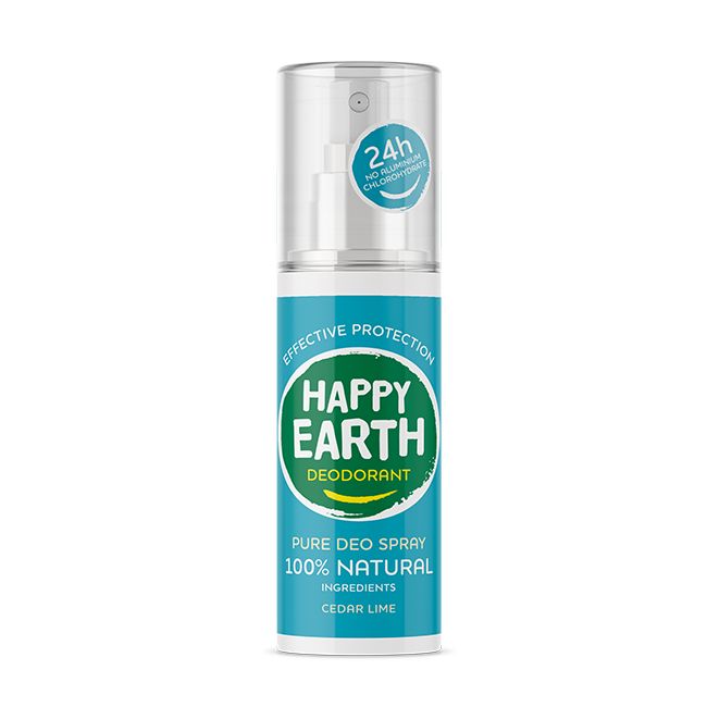 Happy Earth Pure deodorant spray cedar lime 100 Milliliter