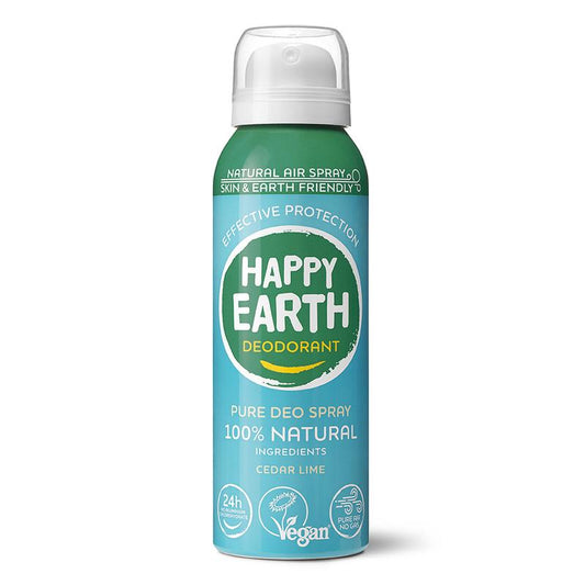Happy Earth Natuurlijke deo natural air spray cedar lime 100 Milliliter