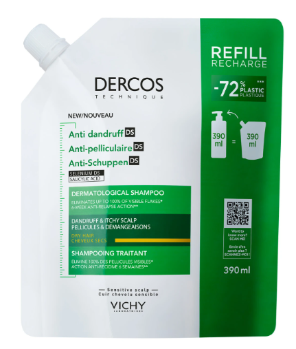 Vichy Dercos anti-roos shampoo droog haar navulling 390.00 Milliliter