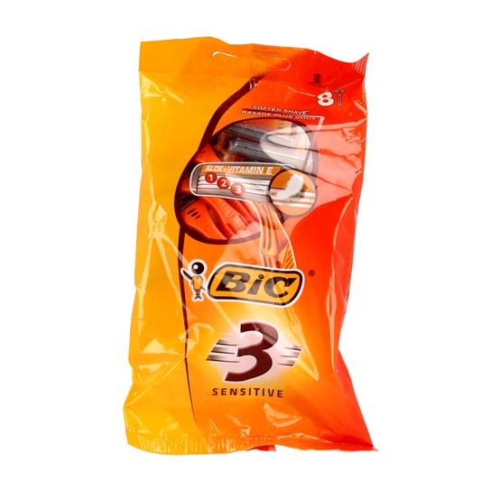 BIC 3 Sensitive pouch wegwerpscheermesjes 8 Stuks