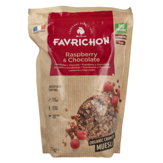 Favrichon Framboos & chocolade crunchy muesli bio 375 Gram