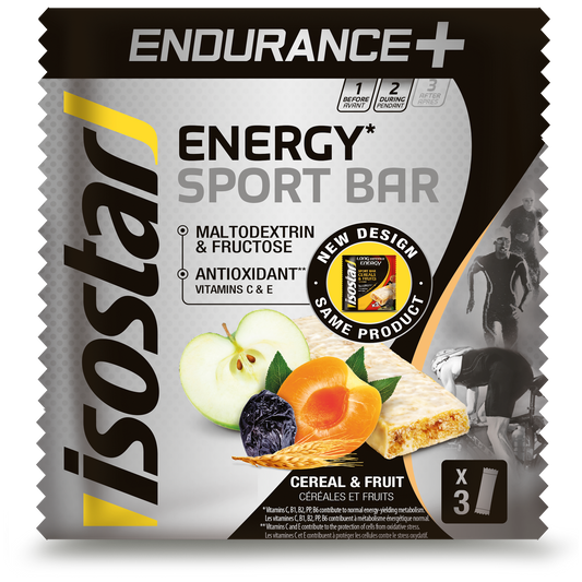 Isostar Endurance+ energy sport bar cereal & fruit 3 pack 120 Gram