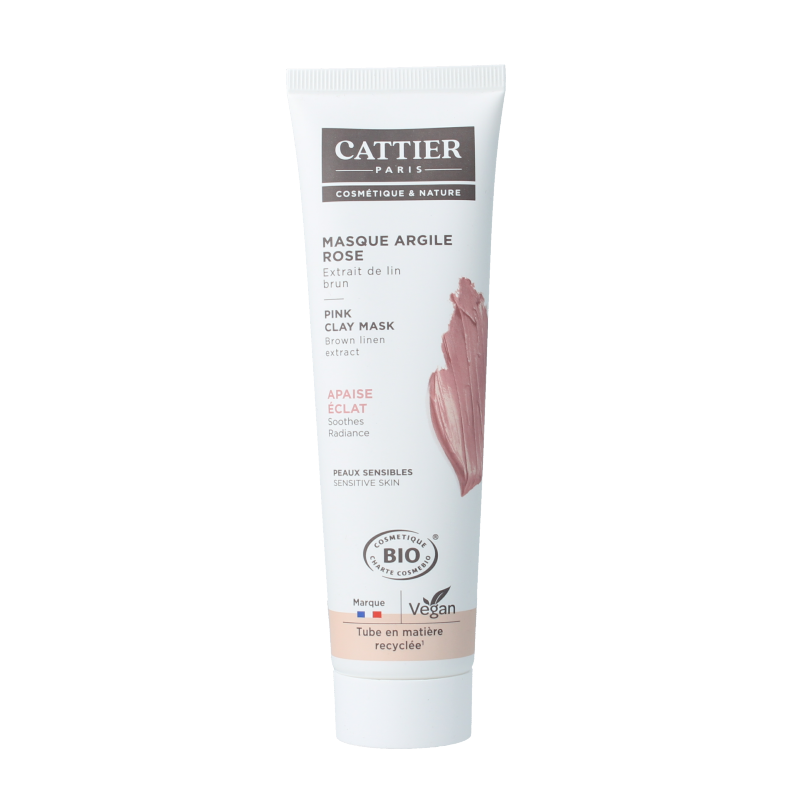 Cattier Roze klei masker aloe 100 Milliliter
