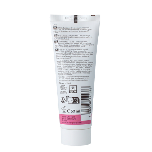 Cattier Tandpasta framboos 2-6 jaar 50 Milliliter