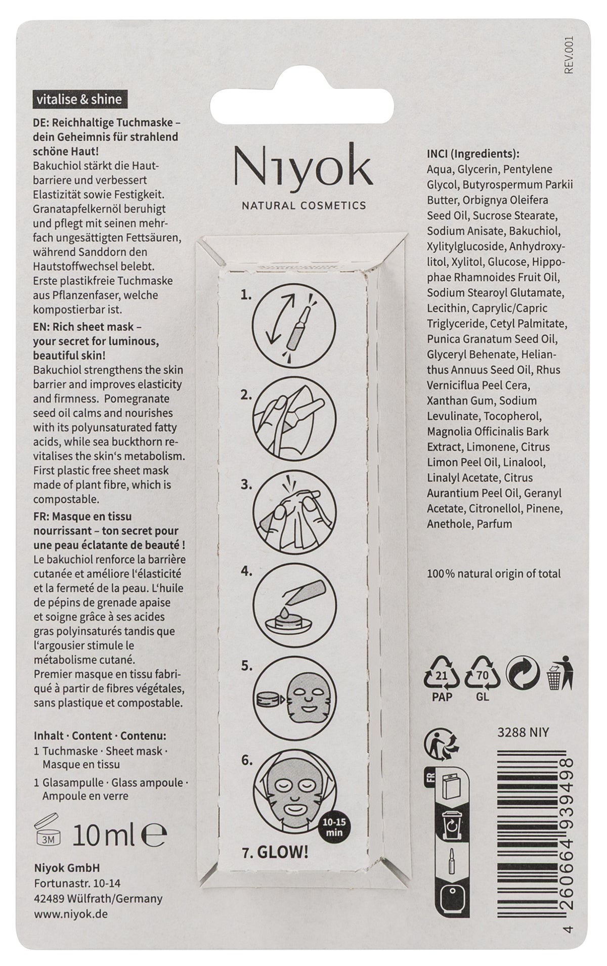 Niyok sheet mask Vitalize & Shine 10.00 Milliliter