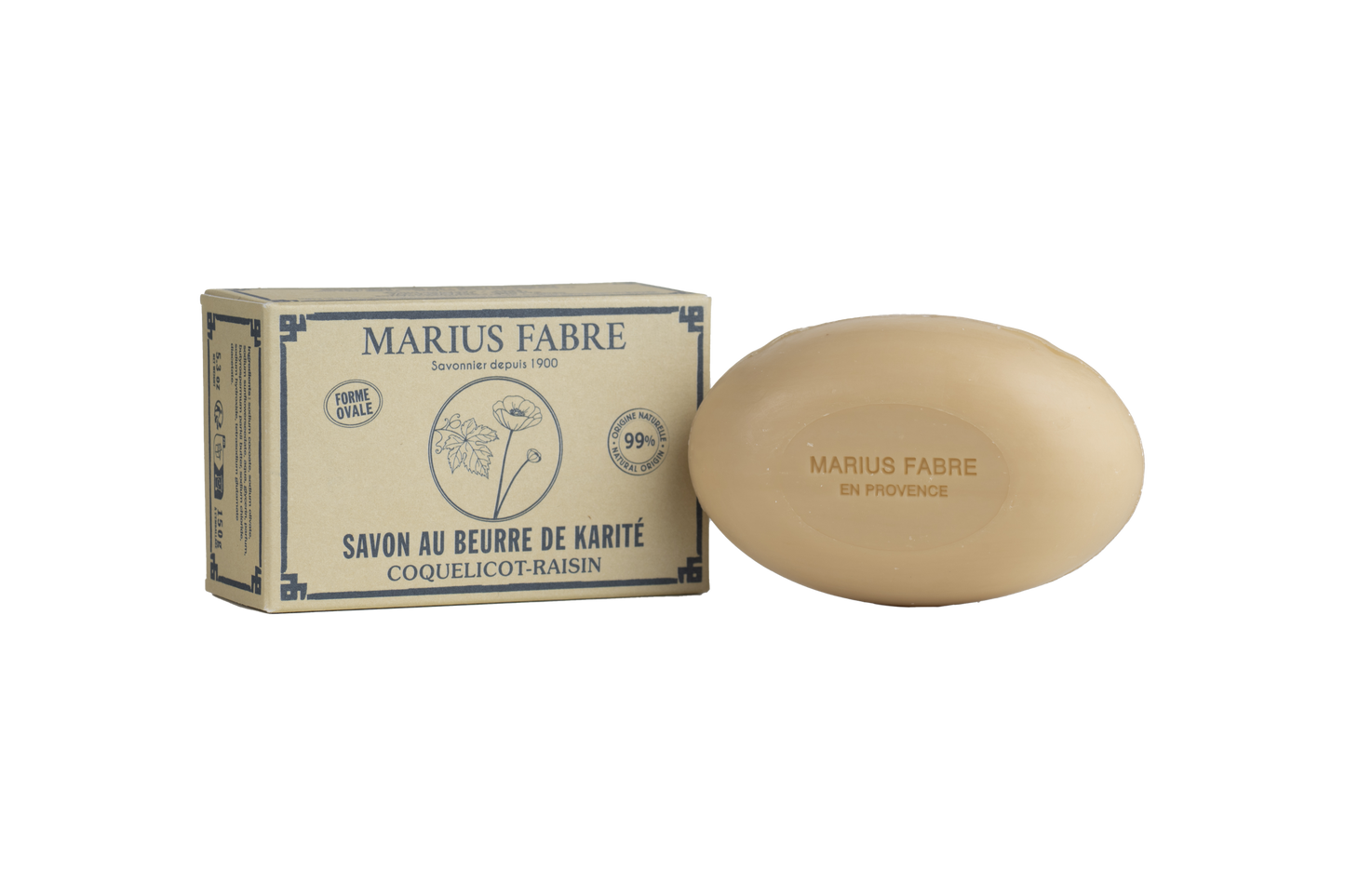 Marius Fabre Zeep ovaal papaver druif 150 Gram