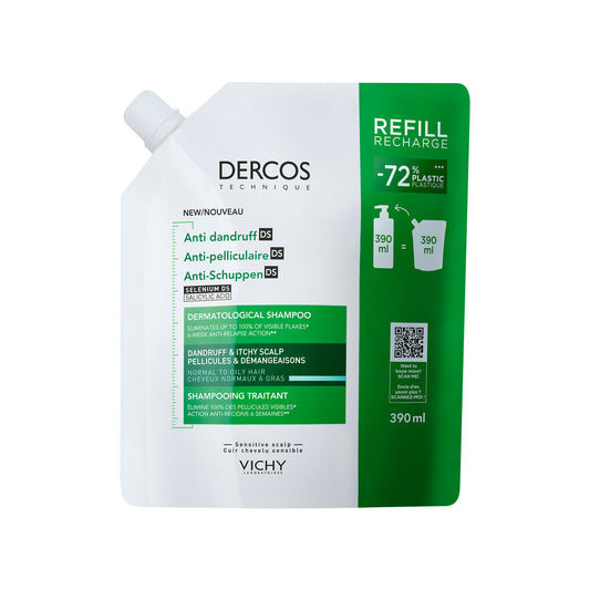 Vichy Dercos anti-roos shampoo normaal/vet haar navul 390 Milliliter