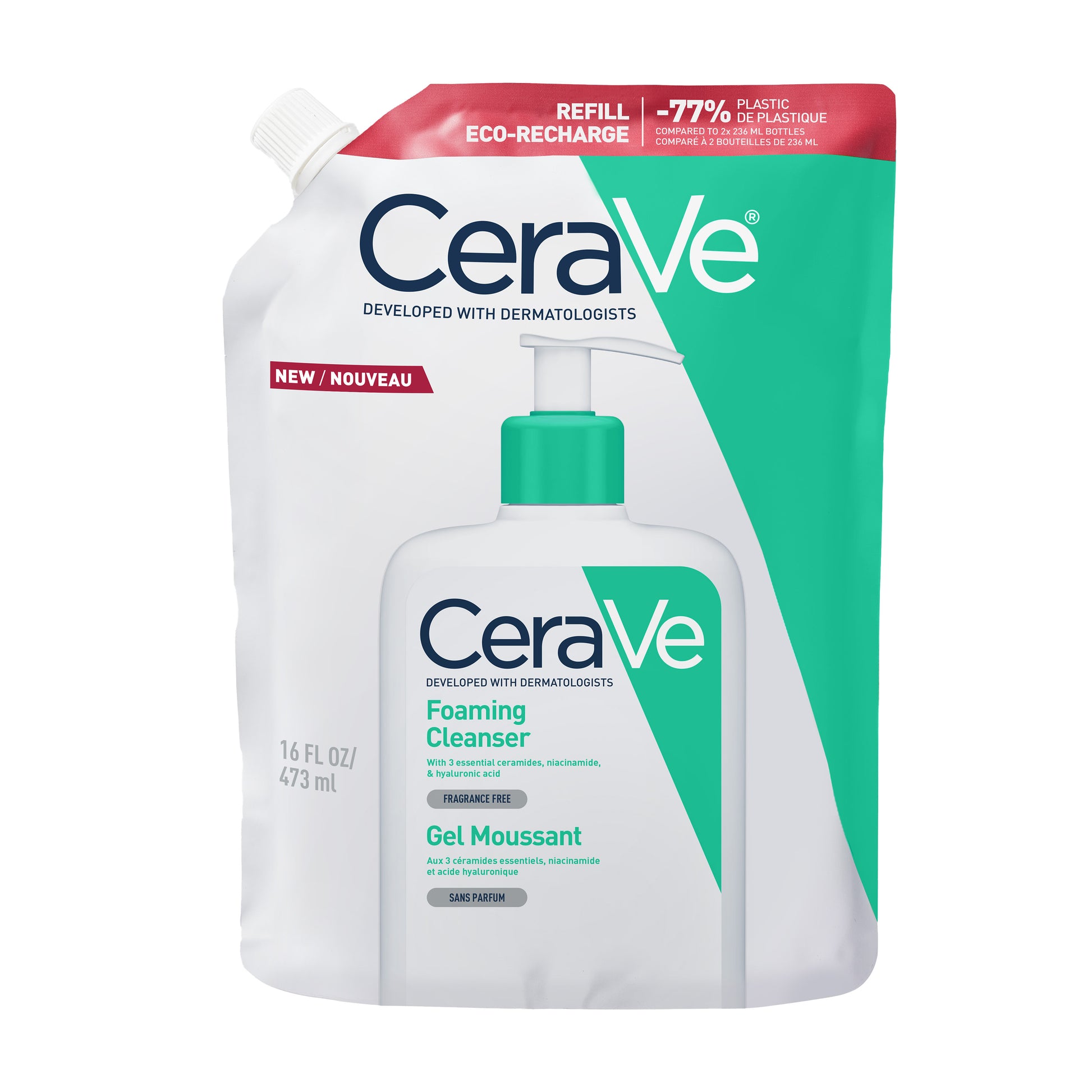 Cerave Reinigingsgel schuimend normale huid navul 473 Milliliter