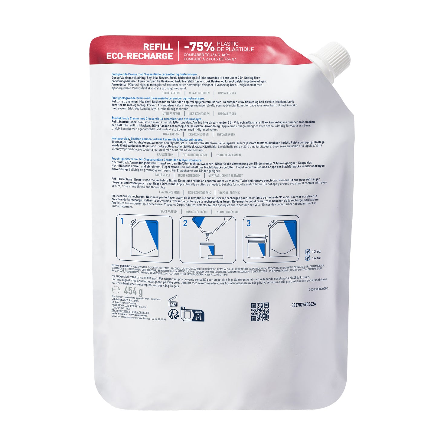 Cerave Creme hydraterend navulling 454 Gram