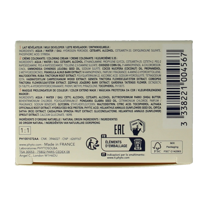 Phyto Paris Phytocolor collection 5.35 chatain clair chocolat 1 Stuks