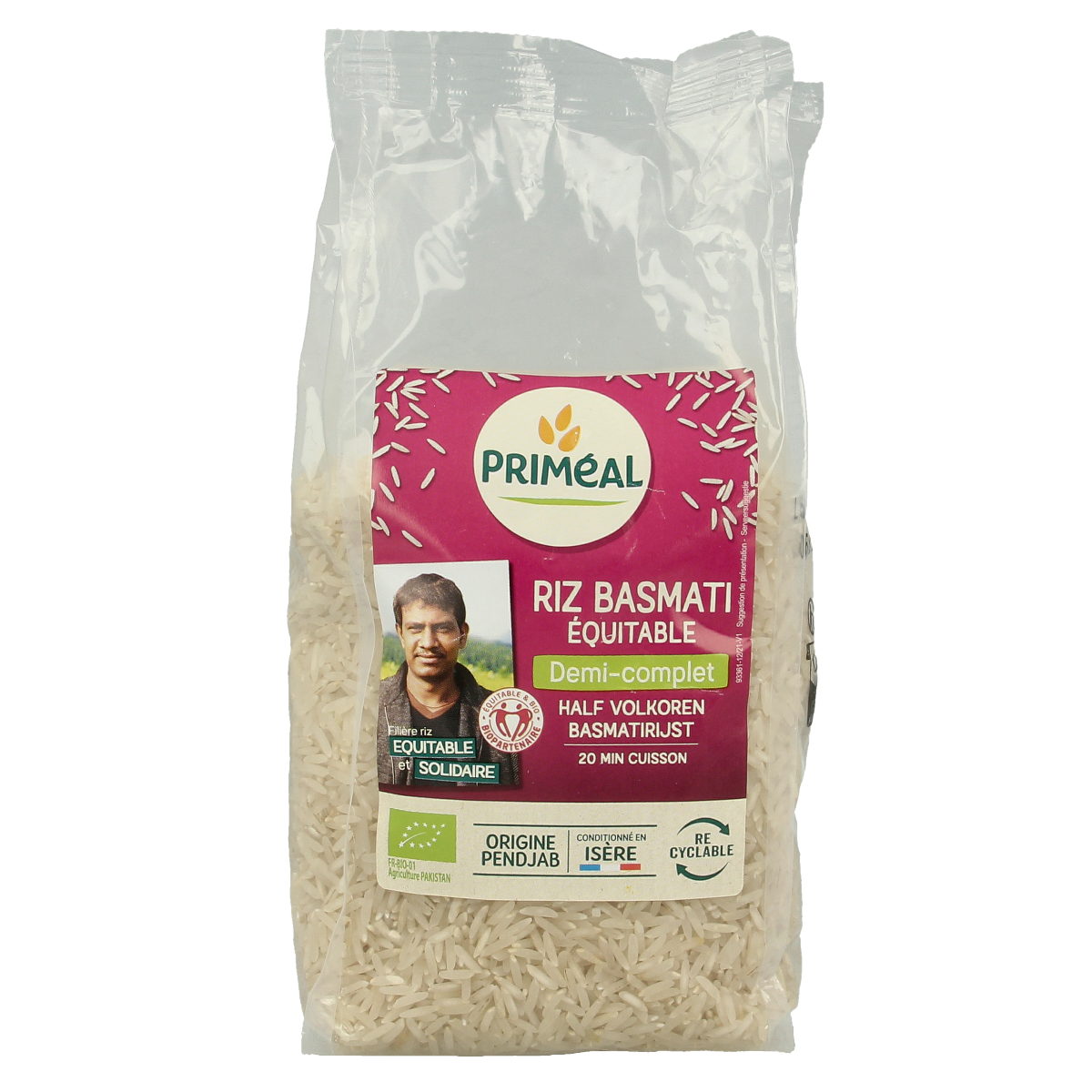 Primeal Halfvolkoren basmati rijst bio 500.00 Gram