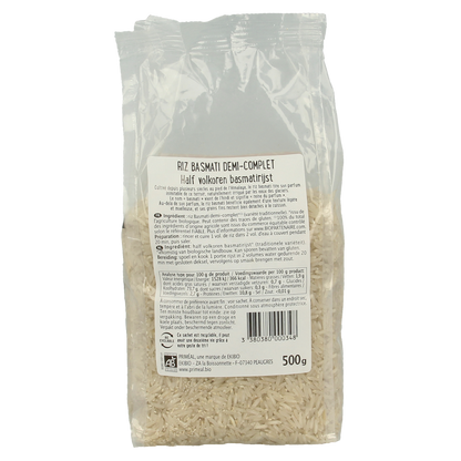 Primeal Halfvolkoren basmati rijst bio 500.00 Gram