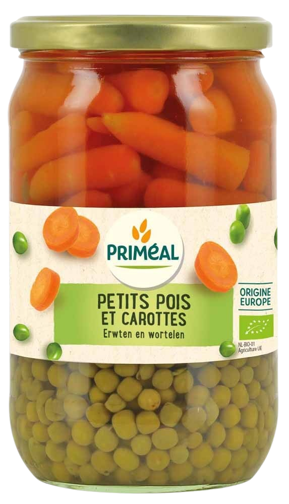 Primeal Doperwten wortelen bio 660 Gram